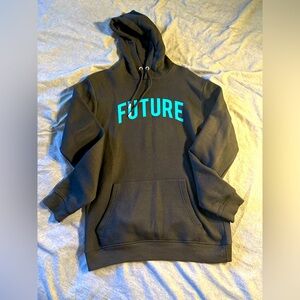 Boohoo MAN hoodie 
Size medium 
Black with Teal lettering